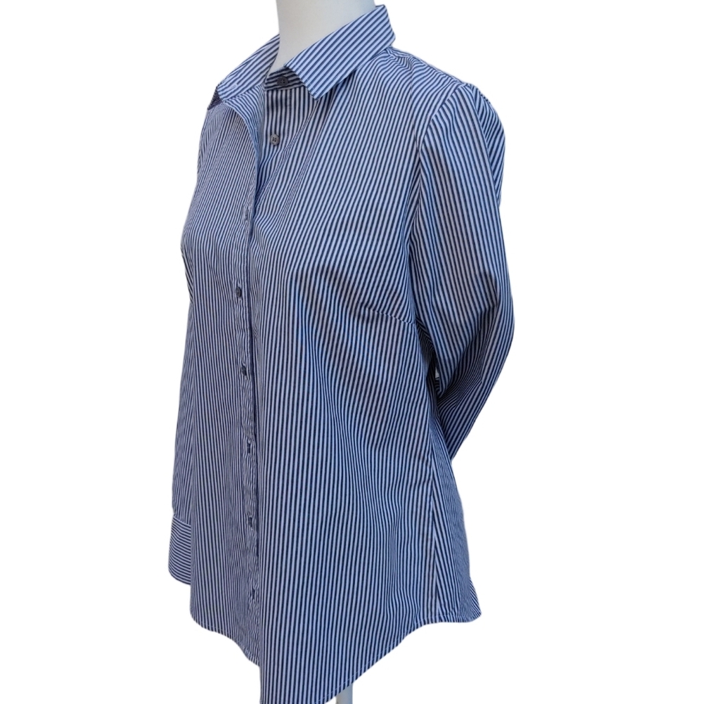 J.Crew Perfect Black and White Striped Button Shirt Women's Medium